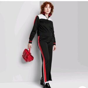 Wild Fable Track Suit Black Red-White side stripes Size M-L
